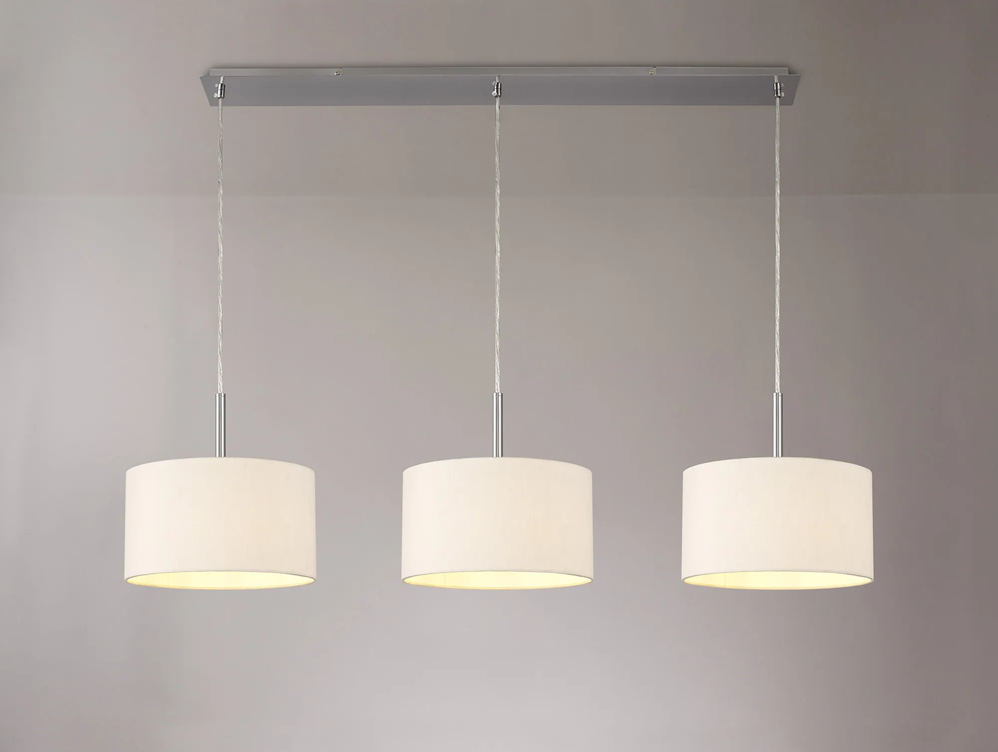 Baymont 30cm Shade 3 Light Pendant Satin Nickel, Nude Beige DK0586  Deco Baymont SN NU